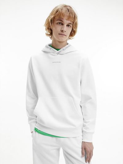 Calvin Klein Ruhák HU783156 | Calvin Klein Organic Cotton Logo Trim Férfi Kapucnis Pulóver Világos F